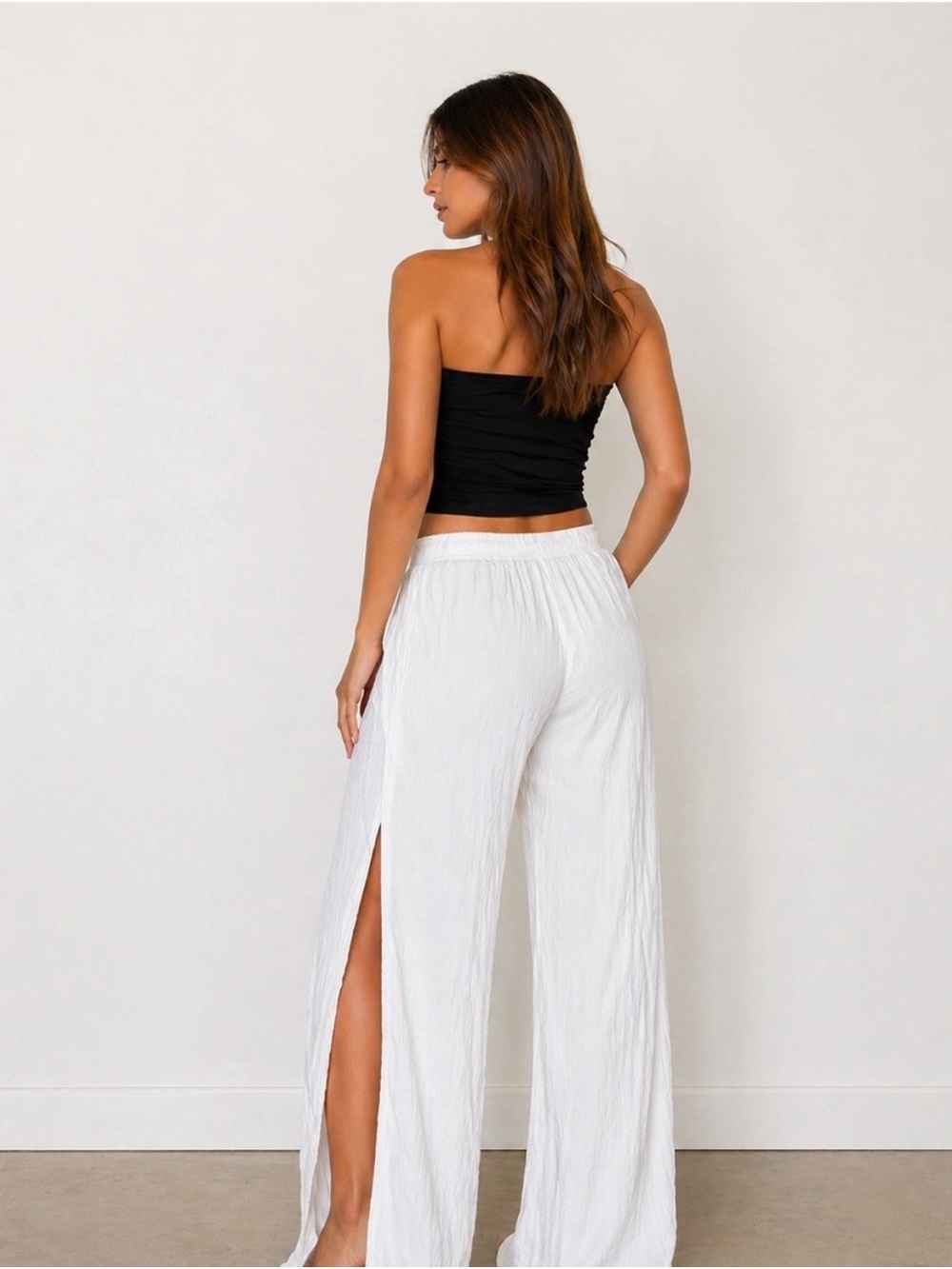 Kona Sol White Wide Leg Split Side Pants
